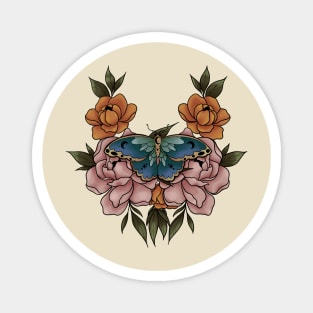 Moth and Roses Magnet